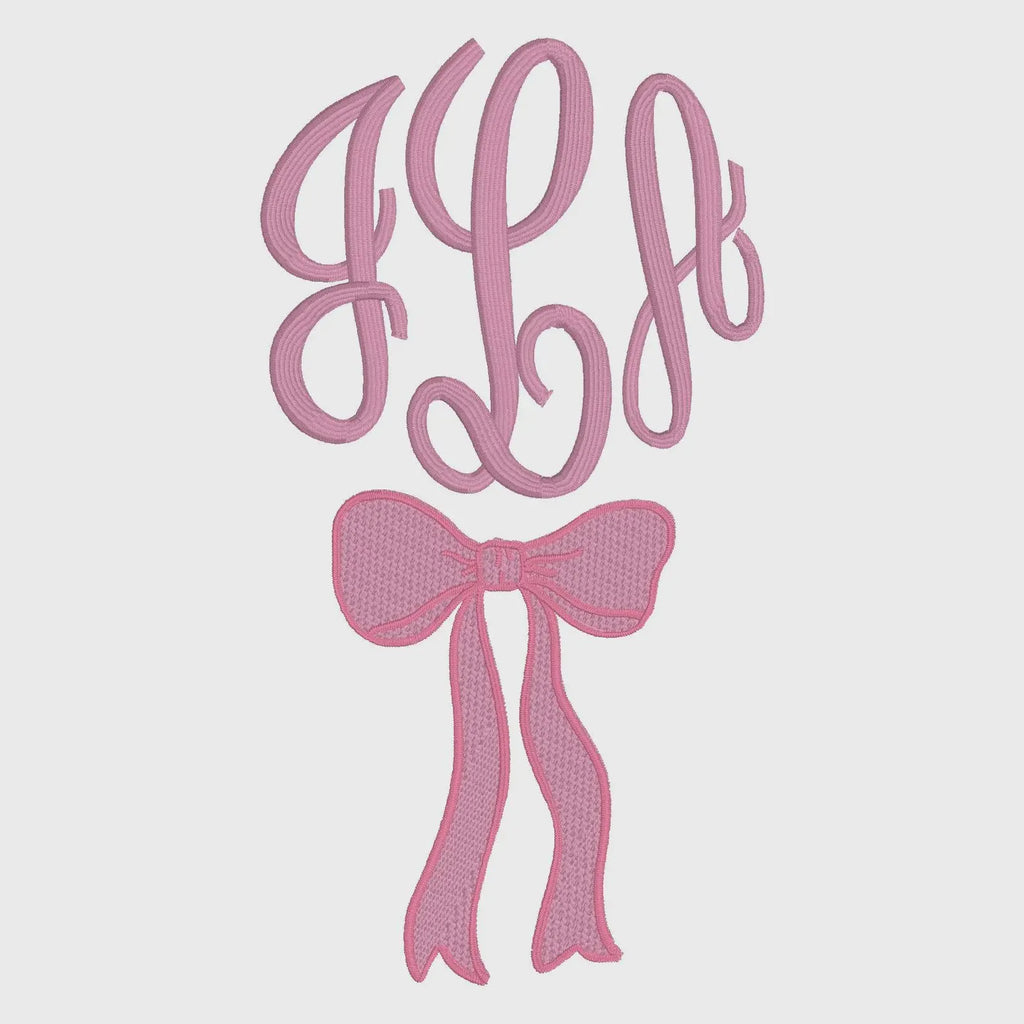 Coquette Ribbon Bow Embroidery Design: Monogram Topper, 10 Formats (Instant Download)