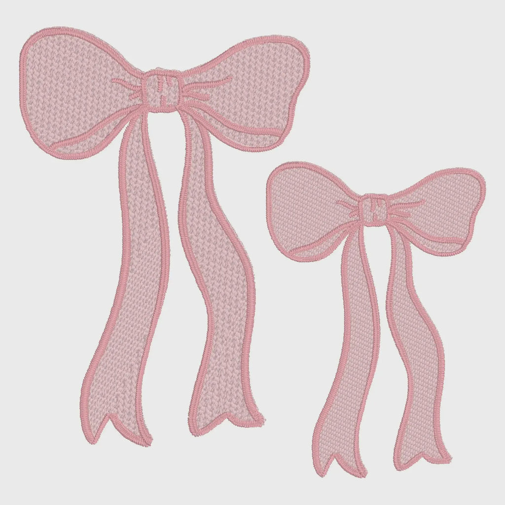 Coquette Ribbon Bow Embroidery Design: Monogram Topper, 10 Formats (Instant Download)