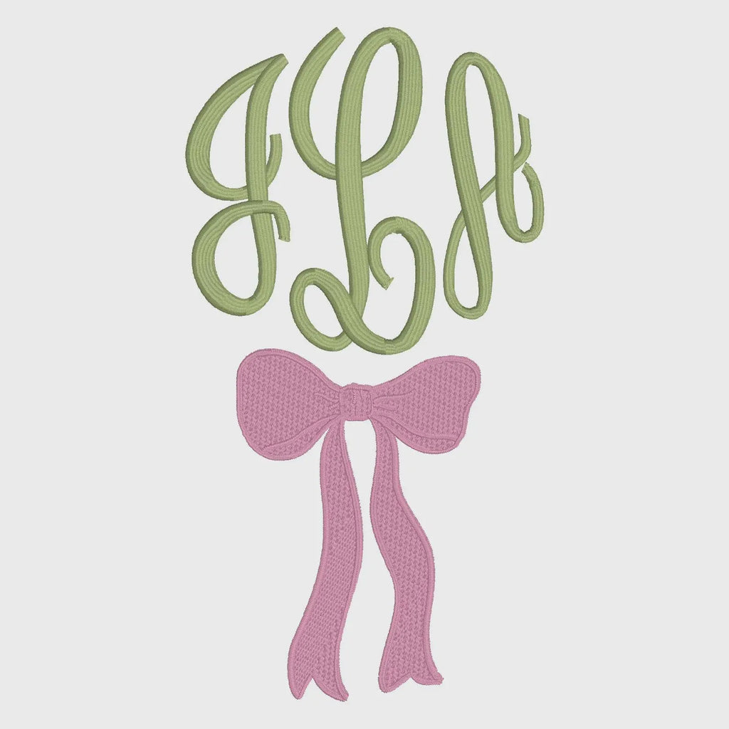 Coquette Ribbon Bow Embroidery Design: Monogram Topper, 10 Formats (Instant Download)