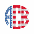Stars and Stripes Flag Monogram Embroidery Font (.dst Format, 3 Sizes)