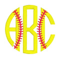 Softball Monogram Embroidery File: Baseball Stitches + .bx Circle Font (Digital Download)