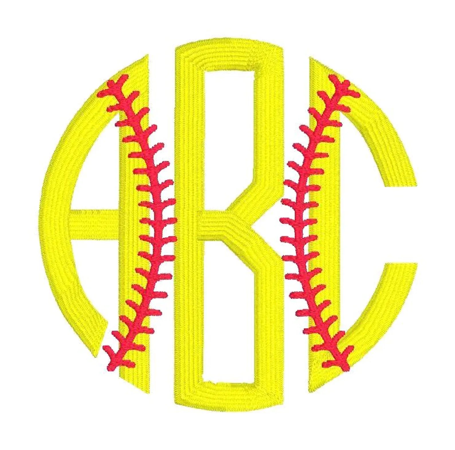 Softball Monogram Embroidery File: Baseball Stitches + .bx Circle Font (Digital Download)