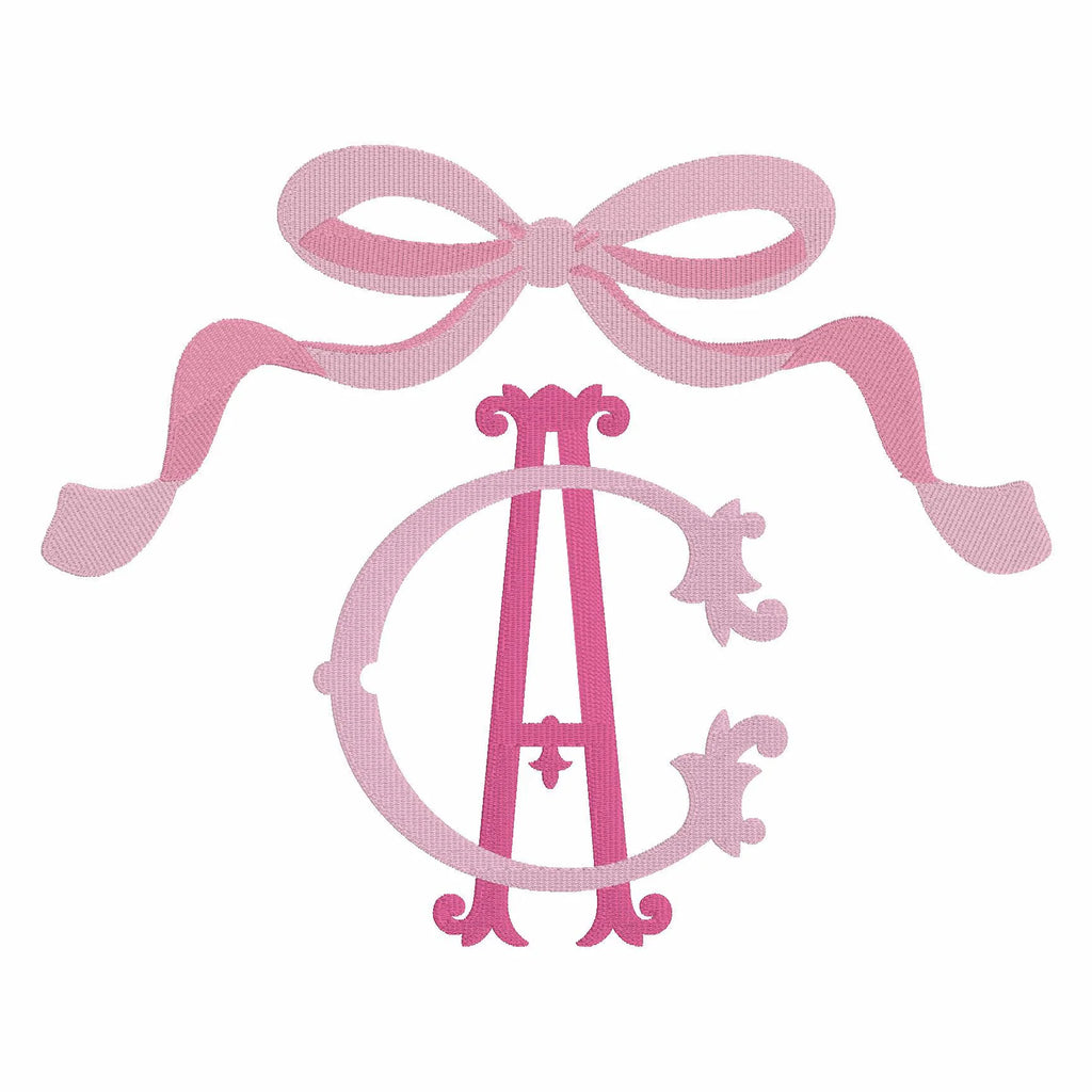 Coquette Bow Embroidery Design: Monogram Topper, 2 Sizes (Digital Download)