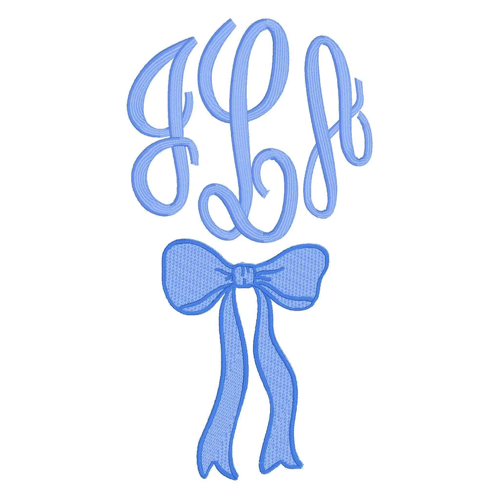 Coquette Ribbon Bow Embroidery Design: Monogram Topper, 10 Formats (Instant Download)