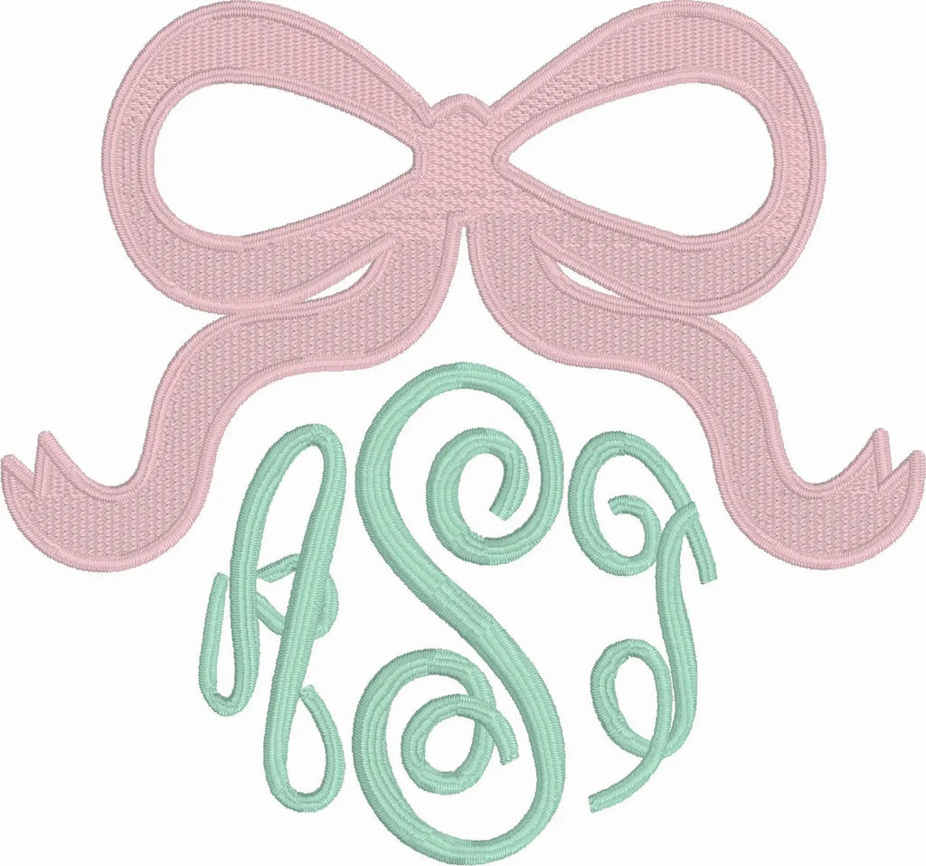Coquette Bow Embroidery File: Monogram Frame (3 & 5 Inch) (Digital Download)