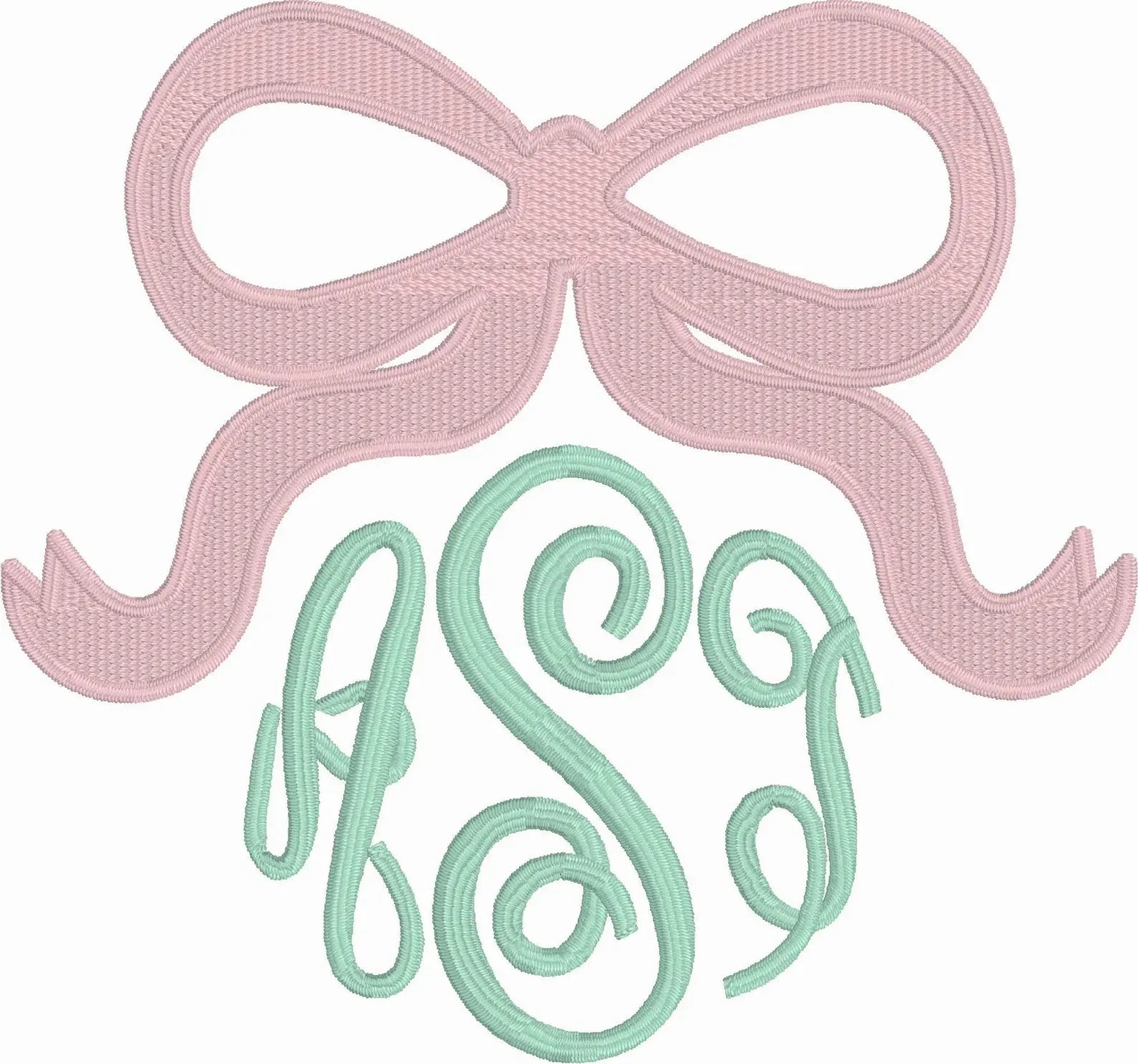 Coquette Bow Embroidery File: Monogram Frame (3 & 5 Inch) (Digital Download)