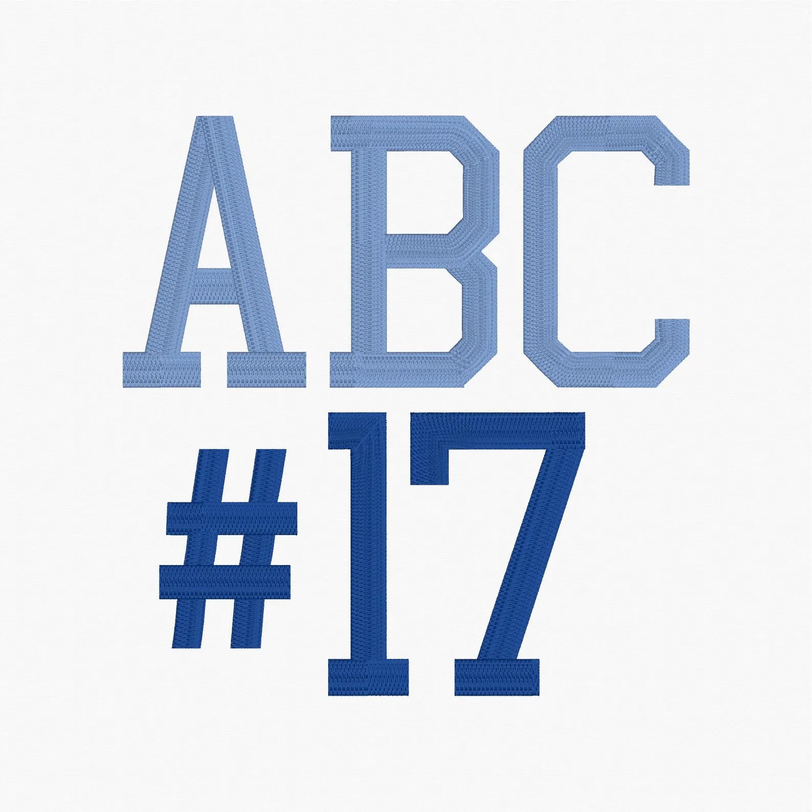 Varsity Block Embroidery Font: Letters, Numbers, Symbols (.bx + 9 Stitch Formats, 1-6 inch)