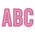 2" Inch 2 Color Block Outlined Fill & Satin Embroidery Font: BX + 8 Stitch Formats
