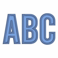 2" Inch 2 Color Block Outlined Fill & Satin Embroidery Font: BX + 8 Stitch Formats