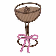 3 1/2" Espresso Martini Tied with a Bow Embroidery Design (Instant Download)
