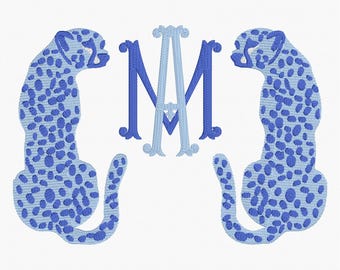 Spotted Cheetah Monogram Frame Embroidery Design: 10 Stitch Formats