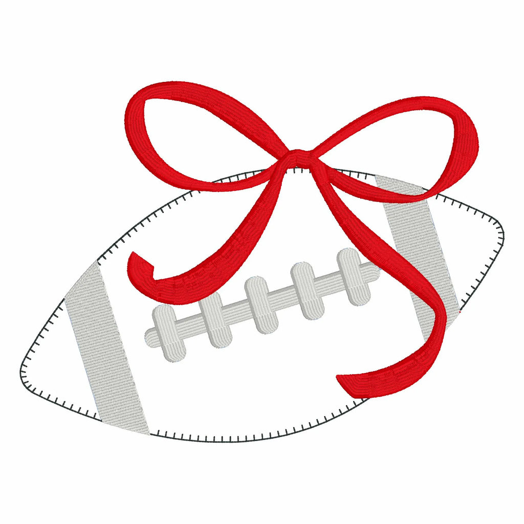 Football Appliqué Coquette Bow PNG Bundle: Embroidery Files Included