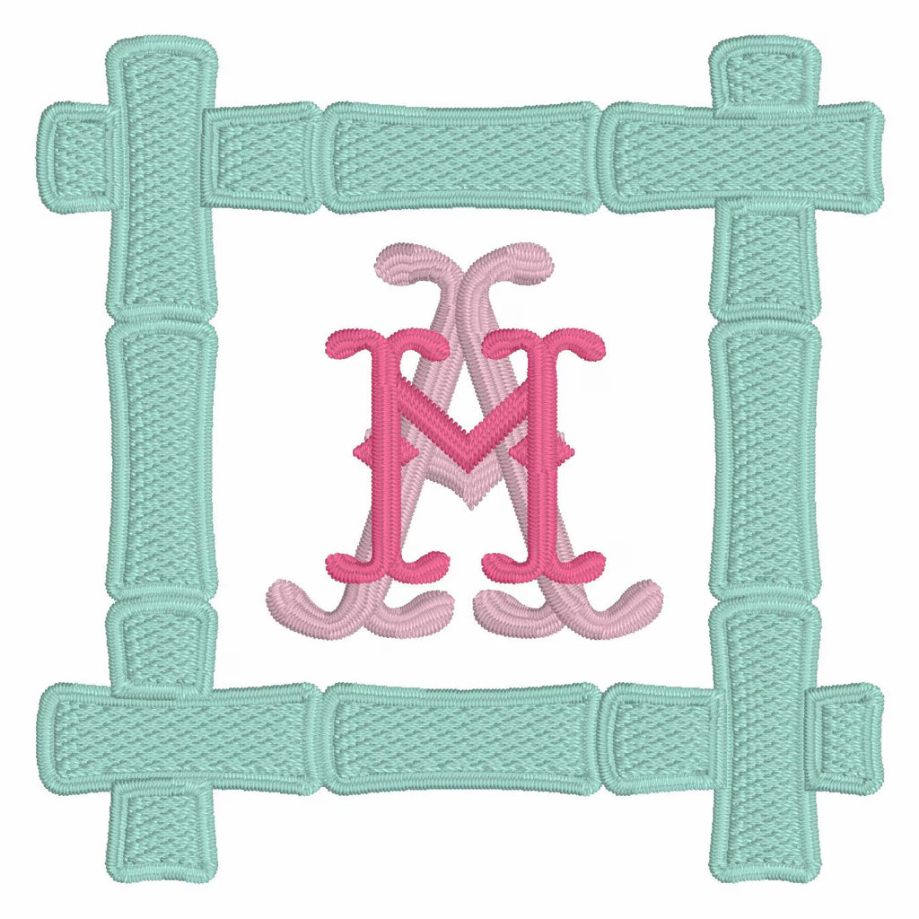 Bamboo Monogram Frame fits 4in Hoop Embroidery Design 10 Stitch Formats Instant Downloads