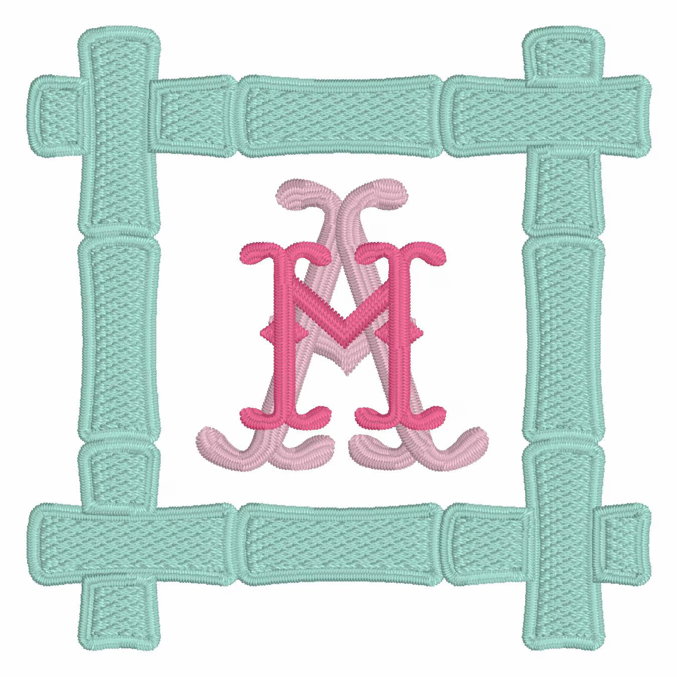 Bamboo Monogram Frame fits 4in Hoop Embroidery Design 10 Stitch Formats Instant Downloads