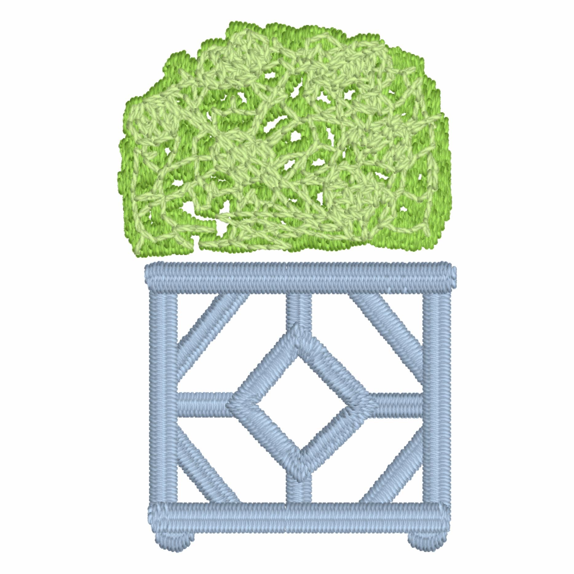 Boxwood Topiary Embroidery Design: 2 Styles, 10 File Formats (Instant Download)