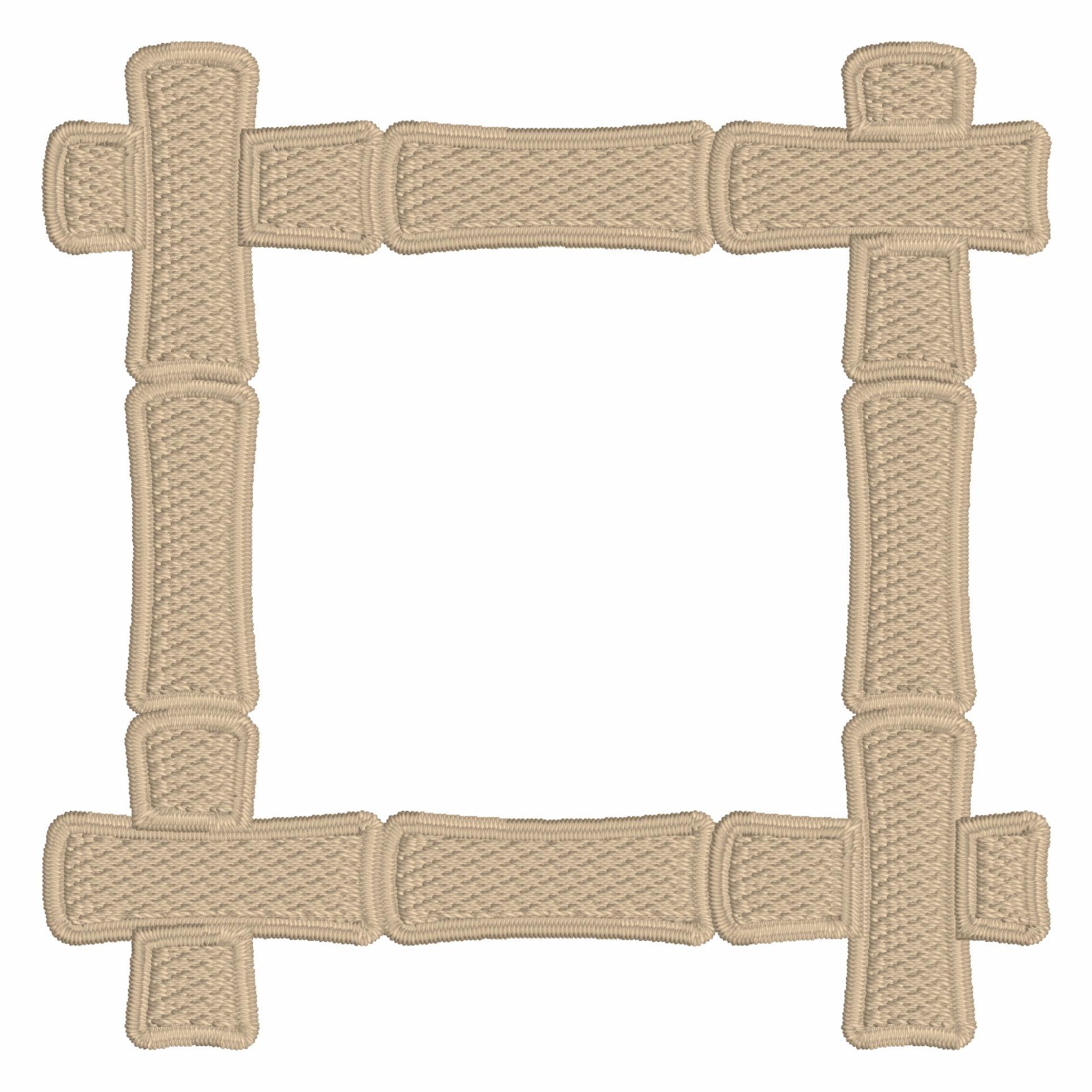 Bamboo Monogram Frame fits 4in Hoop Embroidery Design 10 Stitch Formats Instant Downloads