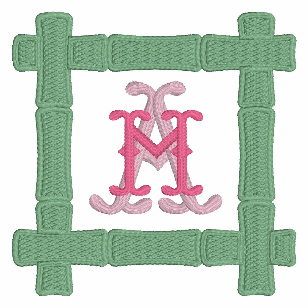 Bamboo Monogram Frame fits 4in Hoop Embroidery Design 10 Stitch Formats Instant Downloads