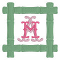 Bamboo Monogram Frame fits 4in Hoop Embroidery Design 10 Stitch Formats Instant Downloads