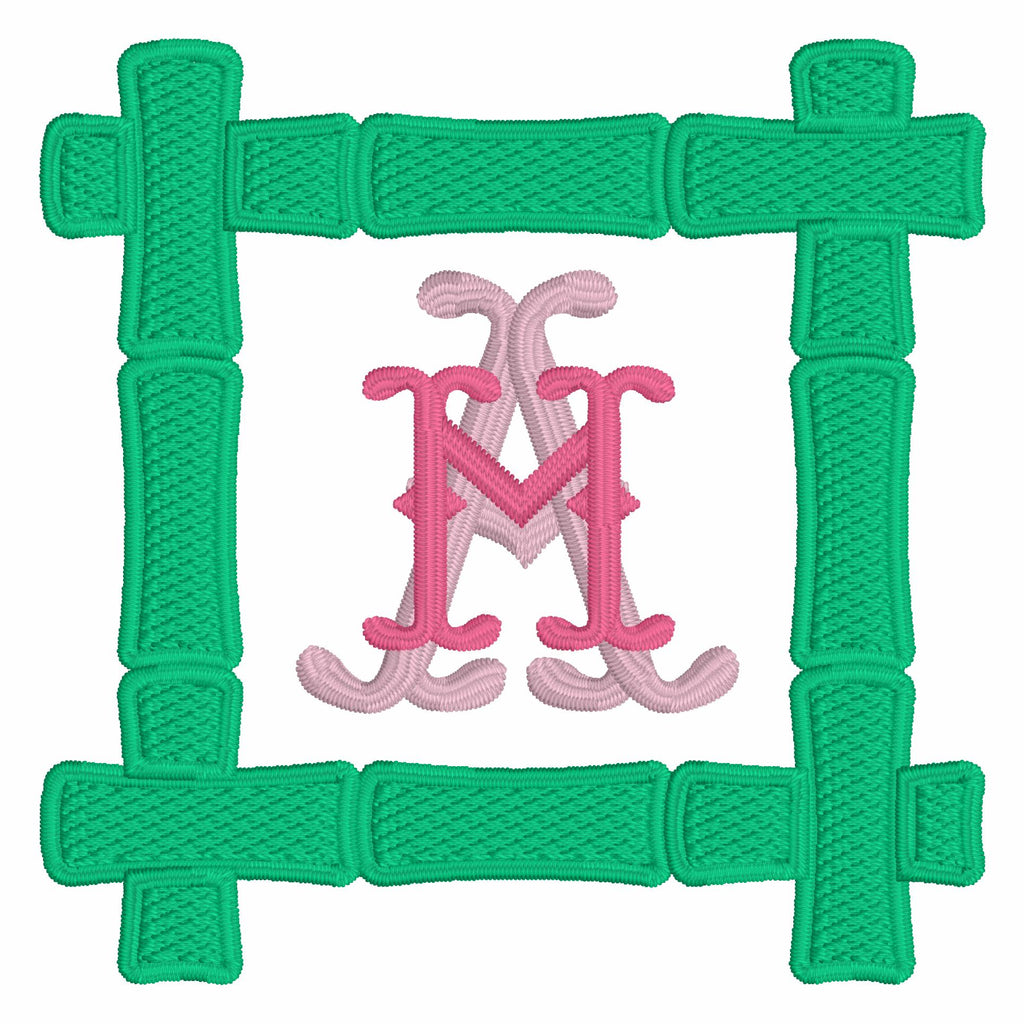 Bamboo Monogram Frame fits 4in Hoop Embroidery Design 10 Stitch Formats Instant Downloads