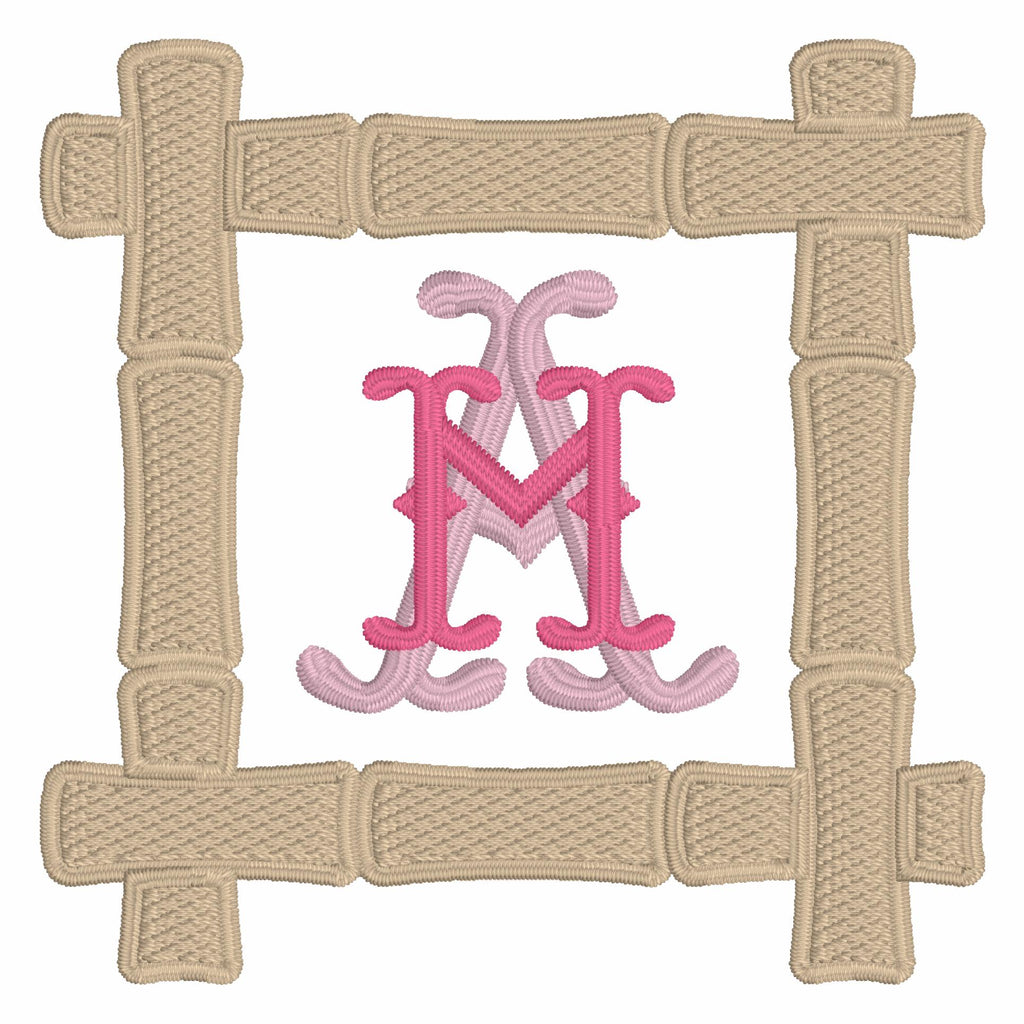 Bamboo Monogram Frame fits 4in Hoop Embroidery Design 10 Stitch Formats Instant Downloads