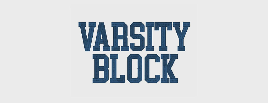 Varsity Block Embroidery Font 1, 2, 3, 4 Inch .bx Files for EMBRILLIANCE SOFTWARE
