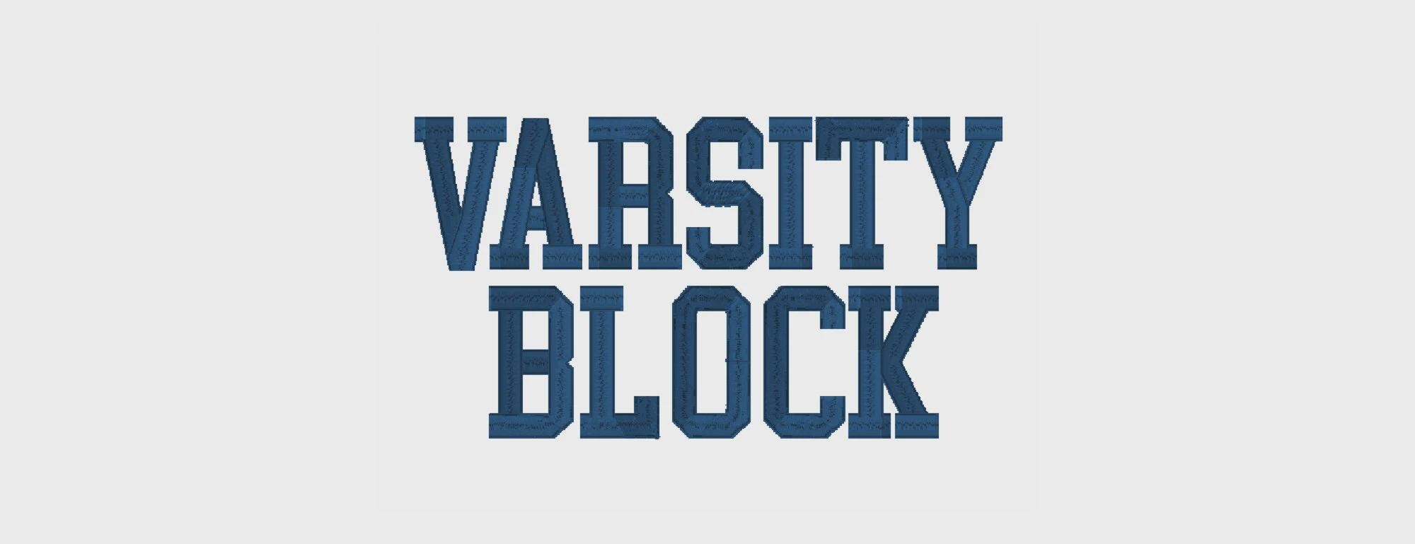 Varsity Block Embroidery Font 1, 2, 3, 4 Inch .bx Files for EMBRILLIANCE SOFTWARE
