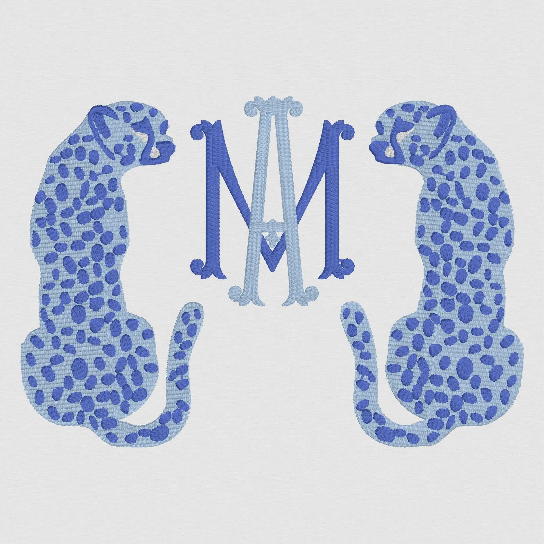 Spotted Cheetah Monogram Frame Embroidery Design: 10 Stitch Formats