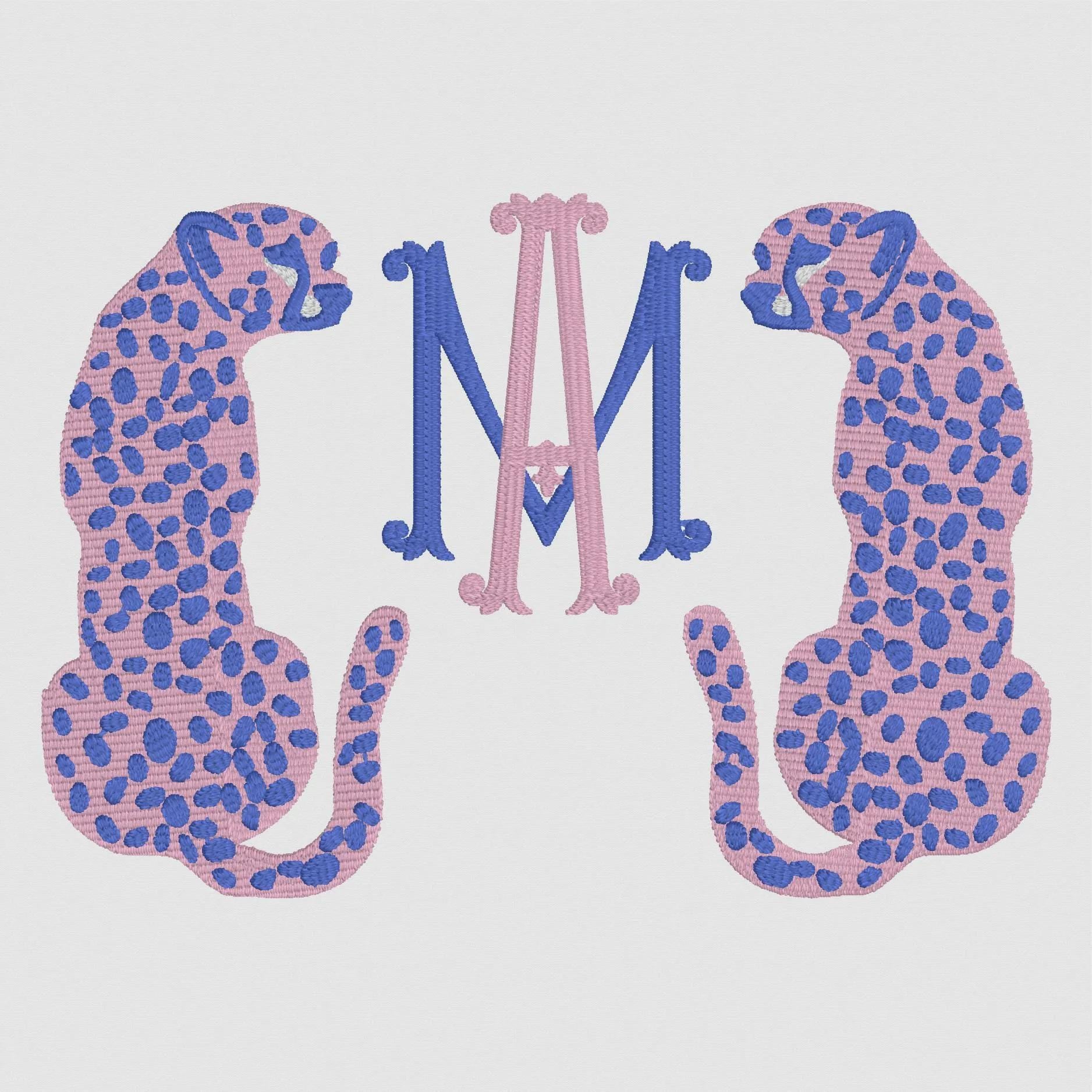 Spotted Cheetah Monogram Frame Embroidery Design: 10 Stitch Formats