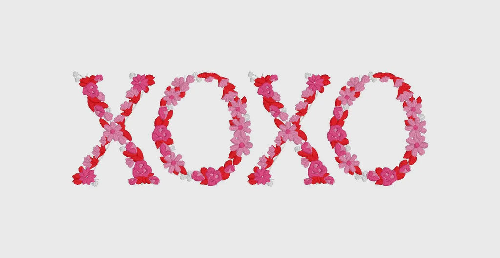 Floral XOXO Embroidery Design: Valentine's Day File (Instant Download)