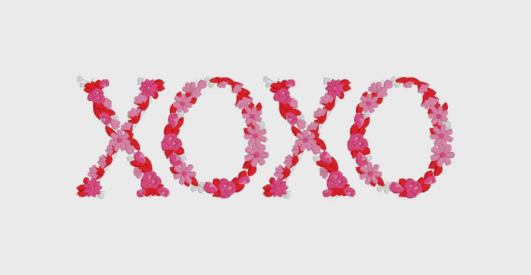 Floral XOXO Embroidery Design: Valentine's Day File (Instant Download)