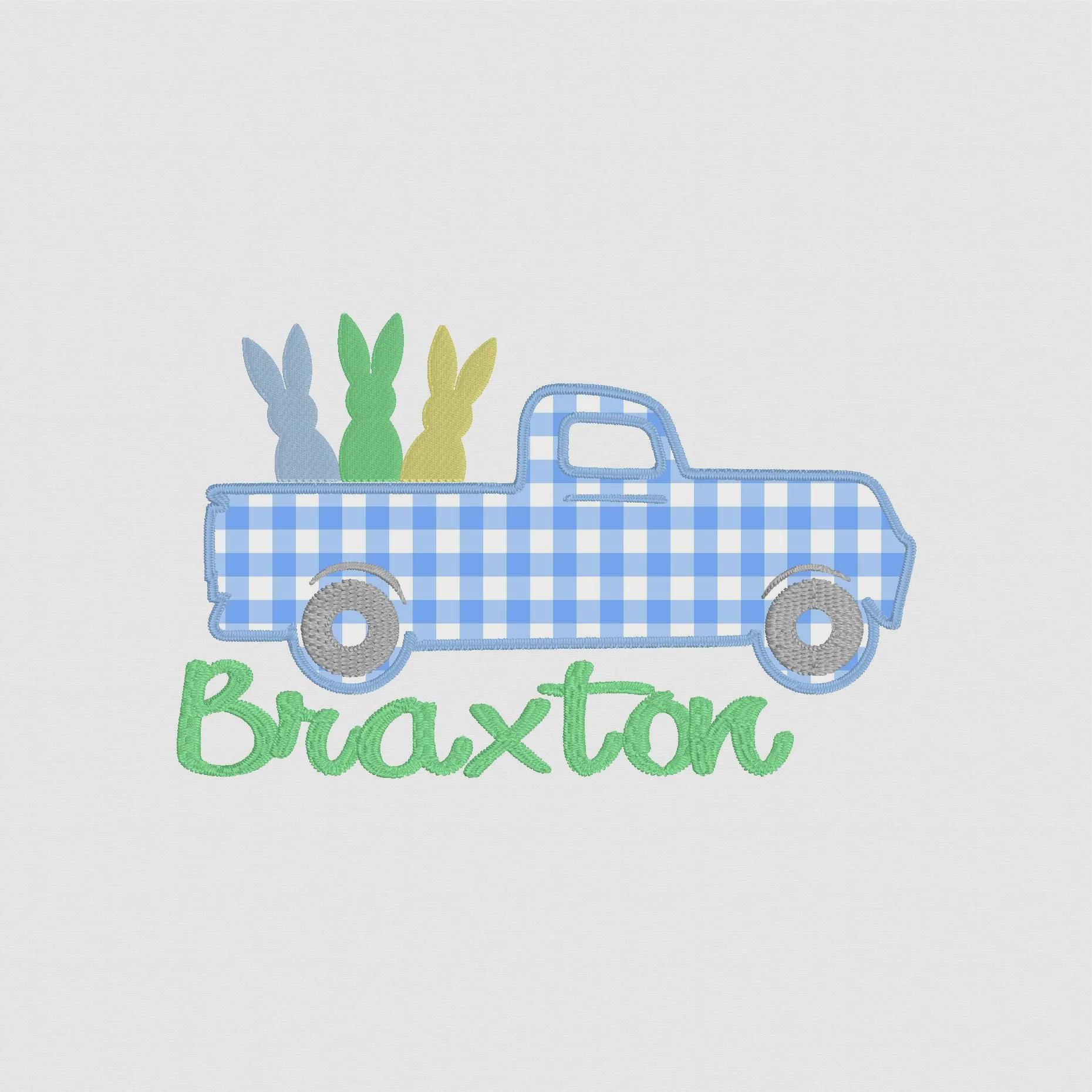 Truck Bunnies Easter Bunny Children's Appliqué Embroidery Design 9 Format Files Instant Download