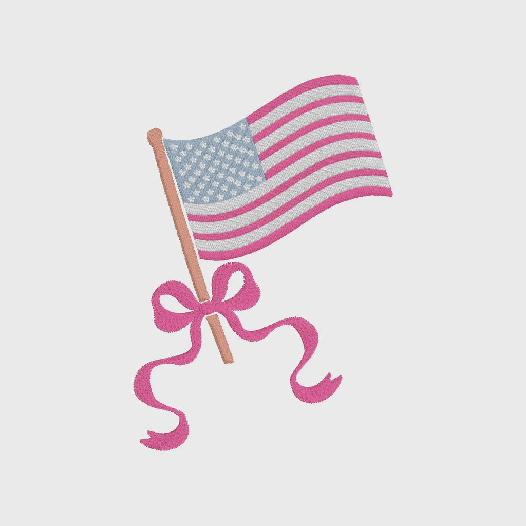 American Flag Coquette Bow Embroidery File: 10 Formats (Digital Download)
