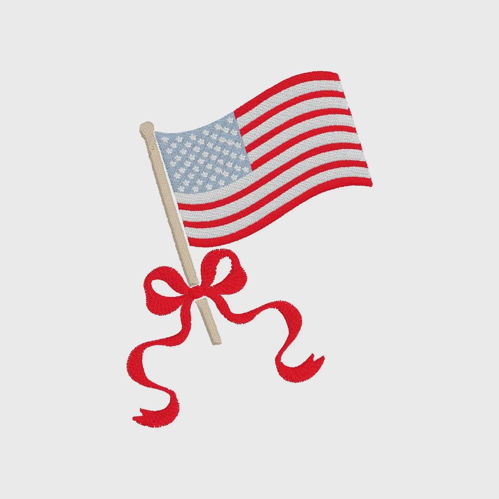 American Flag Coquette Bow Embroidery File: 10 Formats (Digital Download)