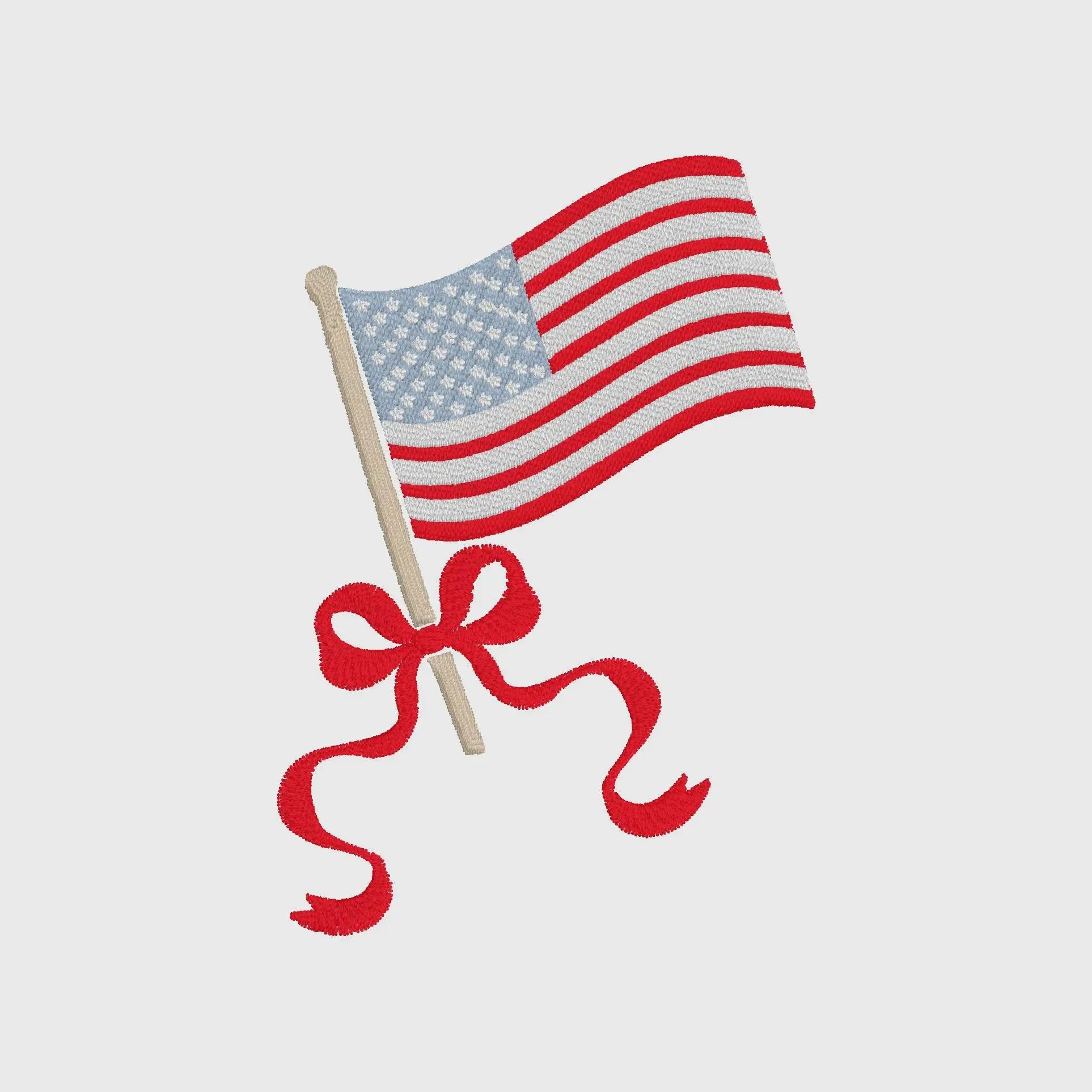 American Flag Coquette Bow Embroidery File: 10 Formats (Digital Download)