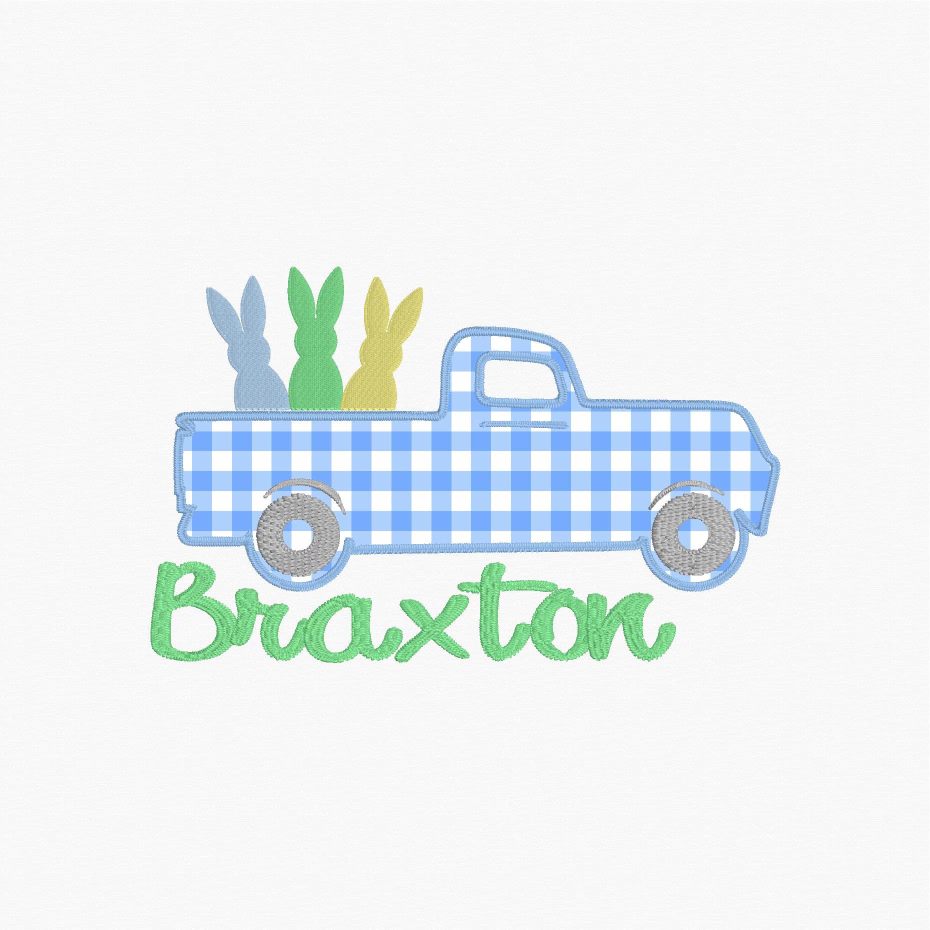 Truck Bunnies Easter Bunny Children's Appliqué Embroidery Design 9 Format Files Instant Download