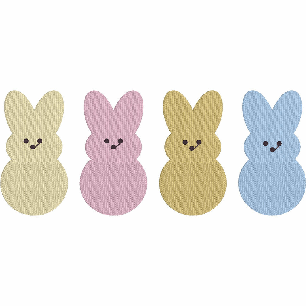 2 Sizes Bundle 4 Easter Peeps Candy Bunnies Embroidery Design Download