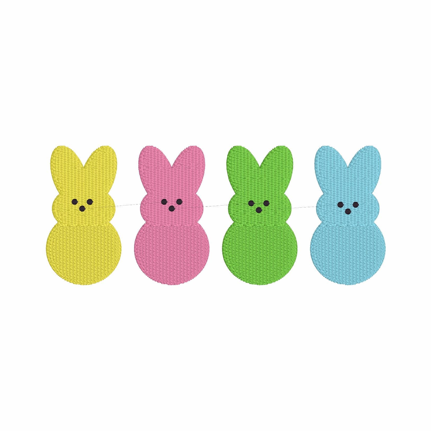 2 Sizes Bundle 4 Easter Peeps Candy Bunnies Embroidery Design Download