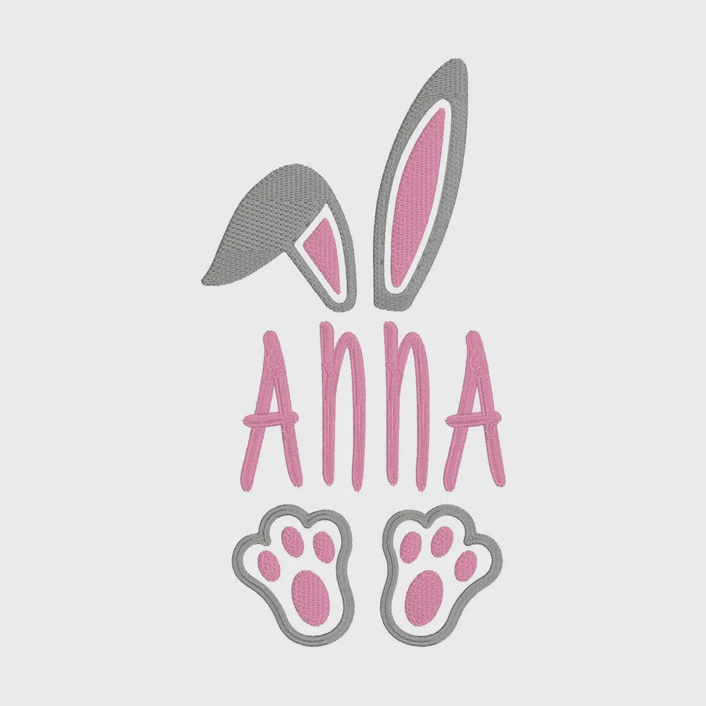 Easter Bunny Ears and Feet Monogram Name Frame Embroidery File 13 Instant Downloads