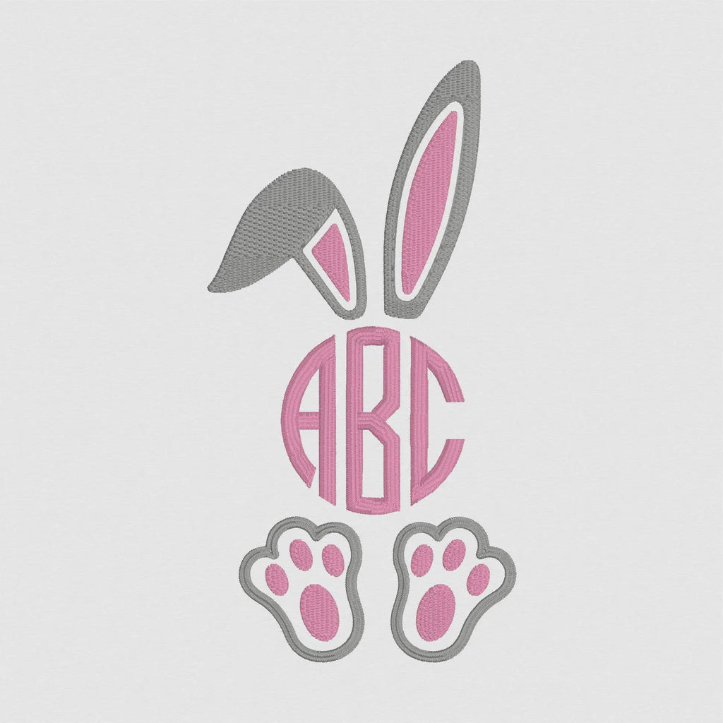 Easter Bunny Ears and Feet Monogram Name Frame Embroidery File 13 Instant Downloads