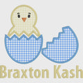 Design & Name Bundle: Cracked Egg Applique, Easter Chick Font Bundle (2 Sizes, Digital Download)