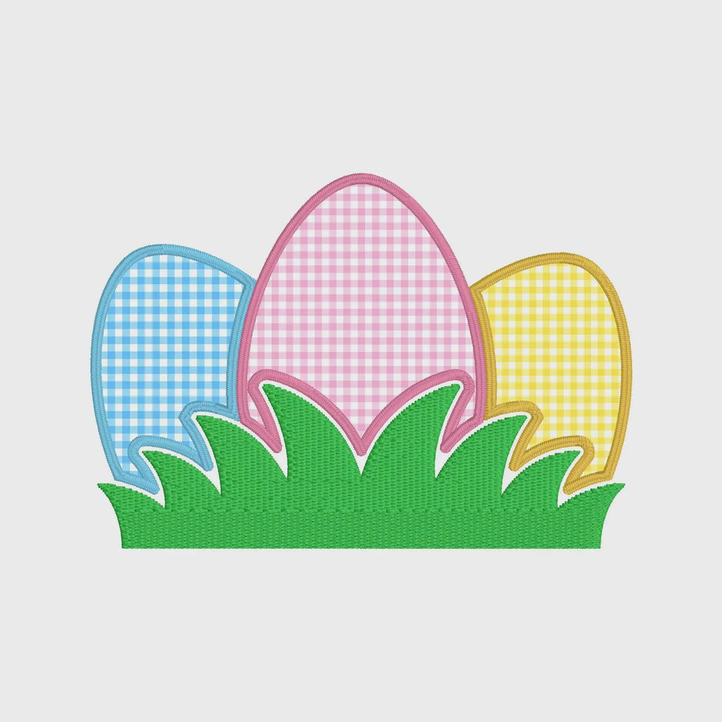 Easter Eggs & Grass Appliqué Embroidery Design (2 Sizes, Digital Download)
