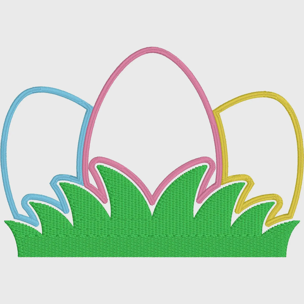 Easter Eggs & Grass Appliqué Embroidery Design (2 Sizes, Digital Download)