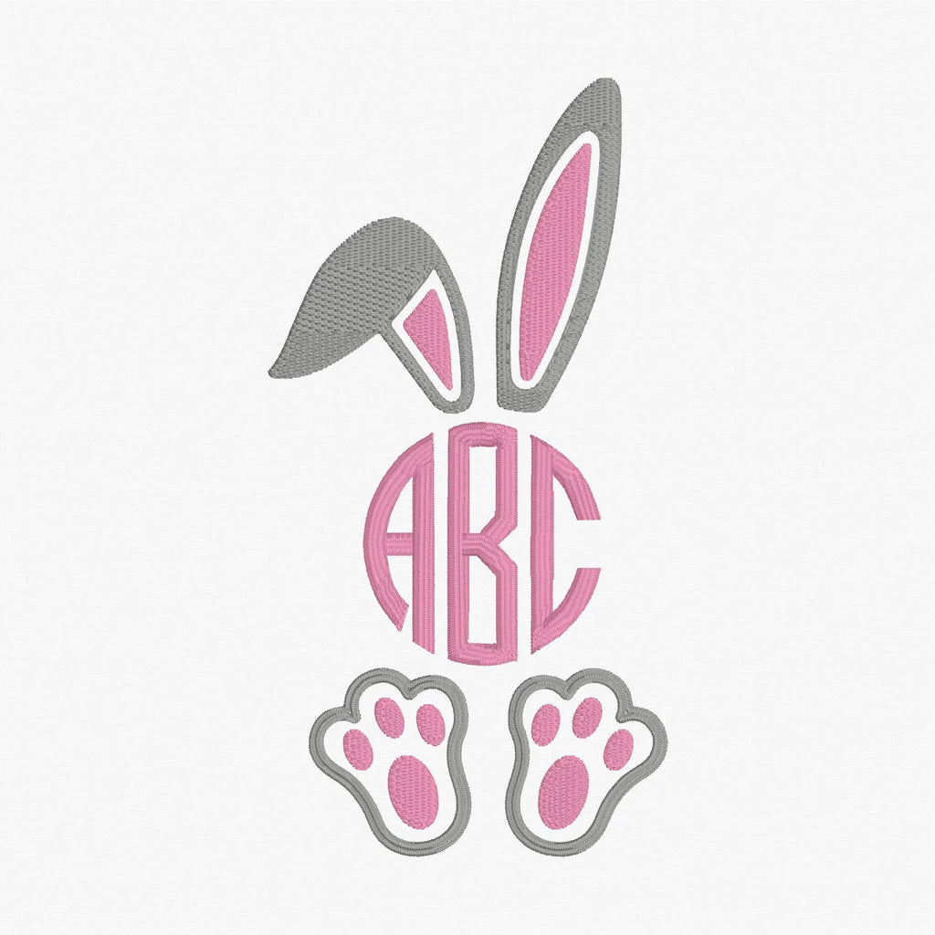 Easter Bunny Ears and Feet Monogram Name Frame Embroidery File 13 Instant Downloads