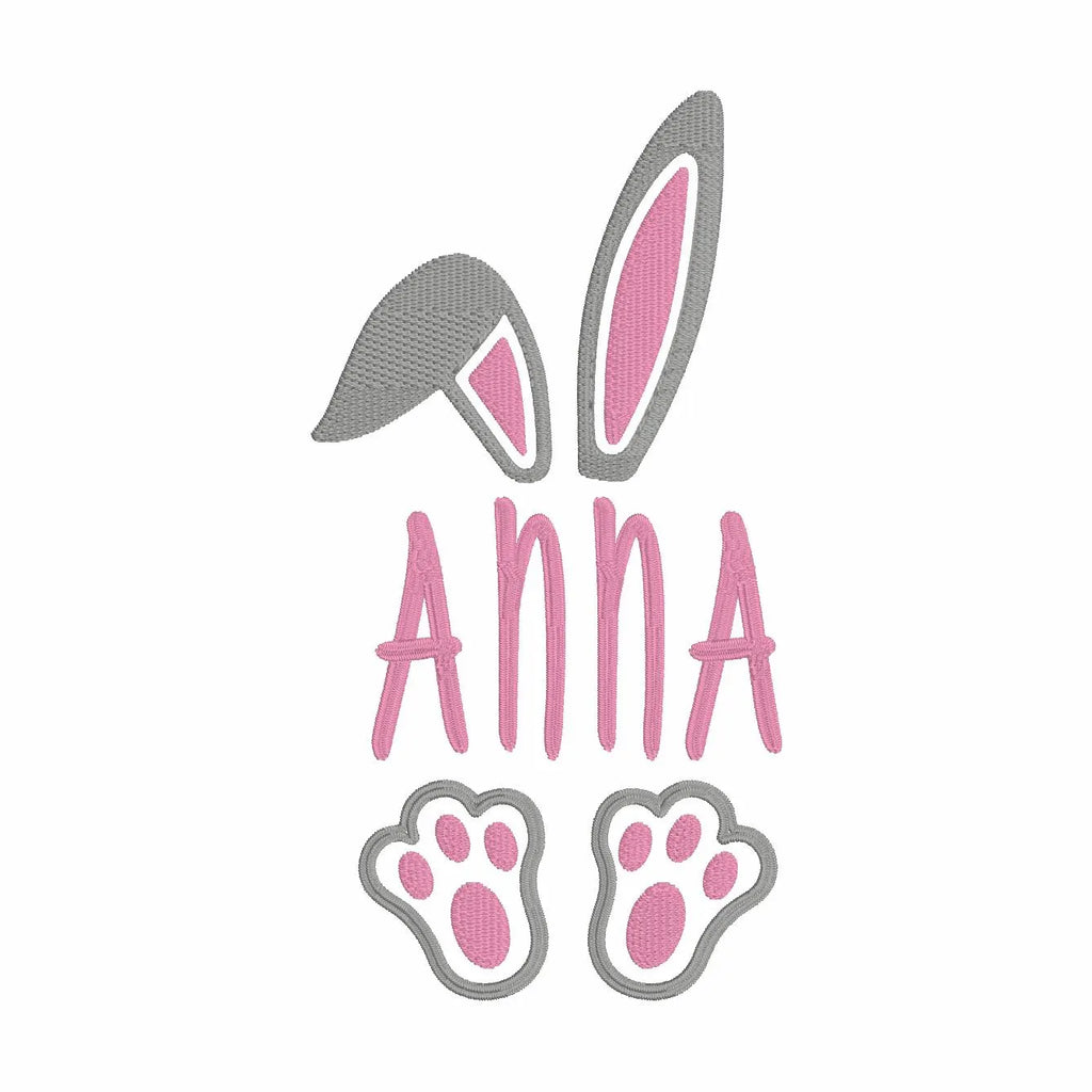 Easter Bunny Ears and Feet Monogram Name Frame Embroidery File 13 Instant Downloads