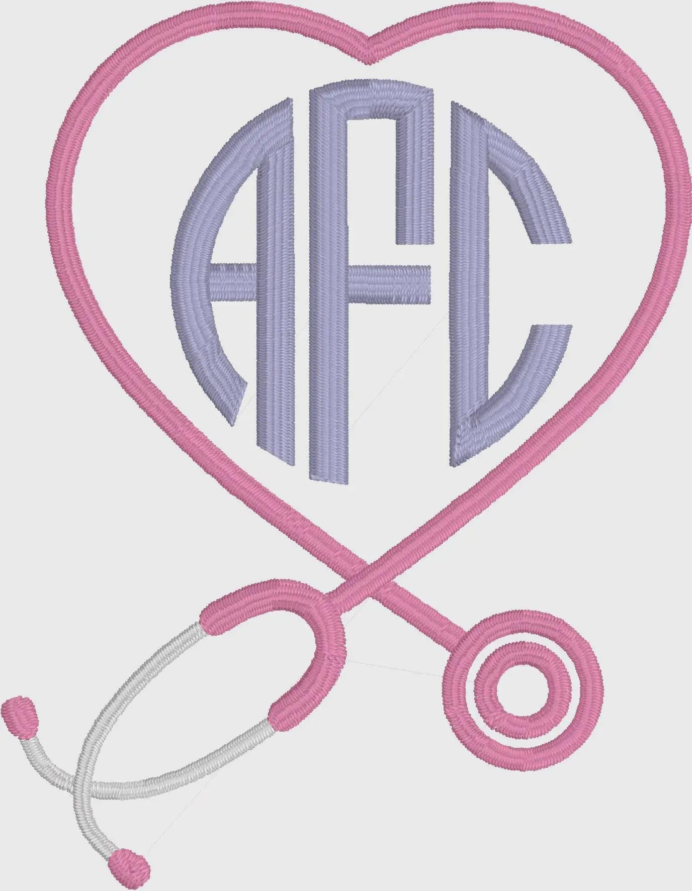 Stethoscope Nurse Monogram Embroidery File + .bx Circle Font (Digital Download)