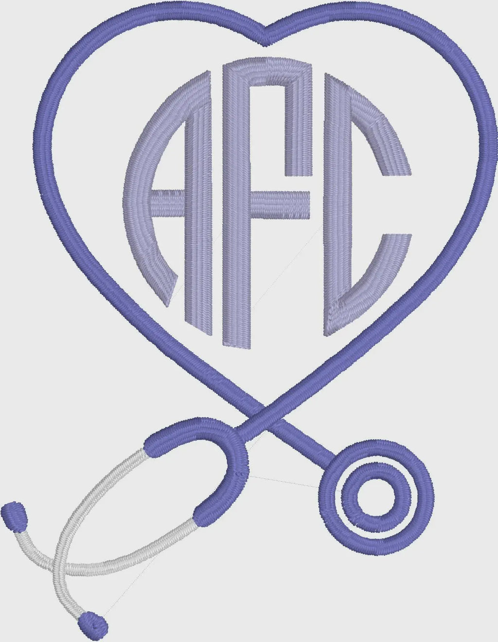 Stethoscope Nurse Monogram Embroidery File + .bx Circle Font (Digital Download)