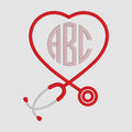 Stethoscope Nurse Monogram Embroidery File + .bx Circle Font (Digital Download)