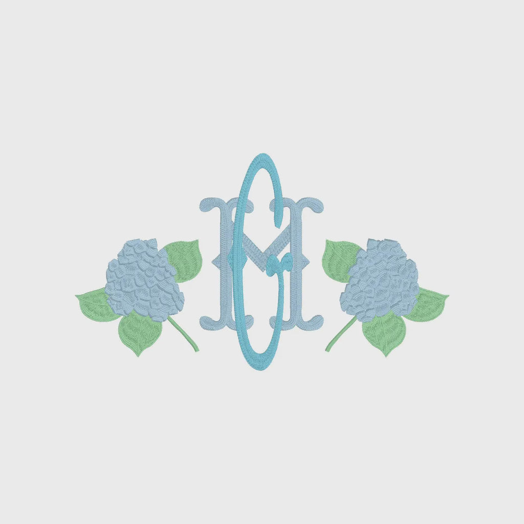 Hydrangea Monogram Embroidery Frame: 9.5" and 4" (Digital Download, Multiple Formats)