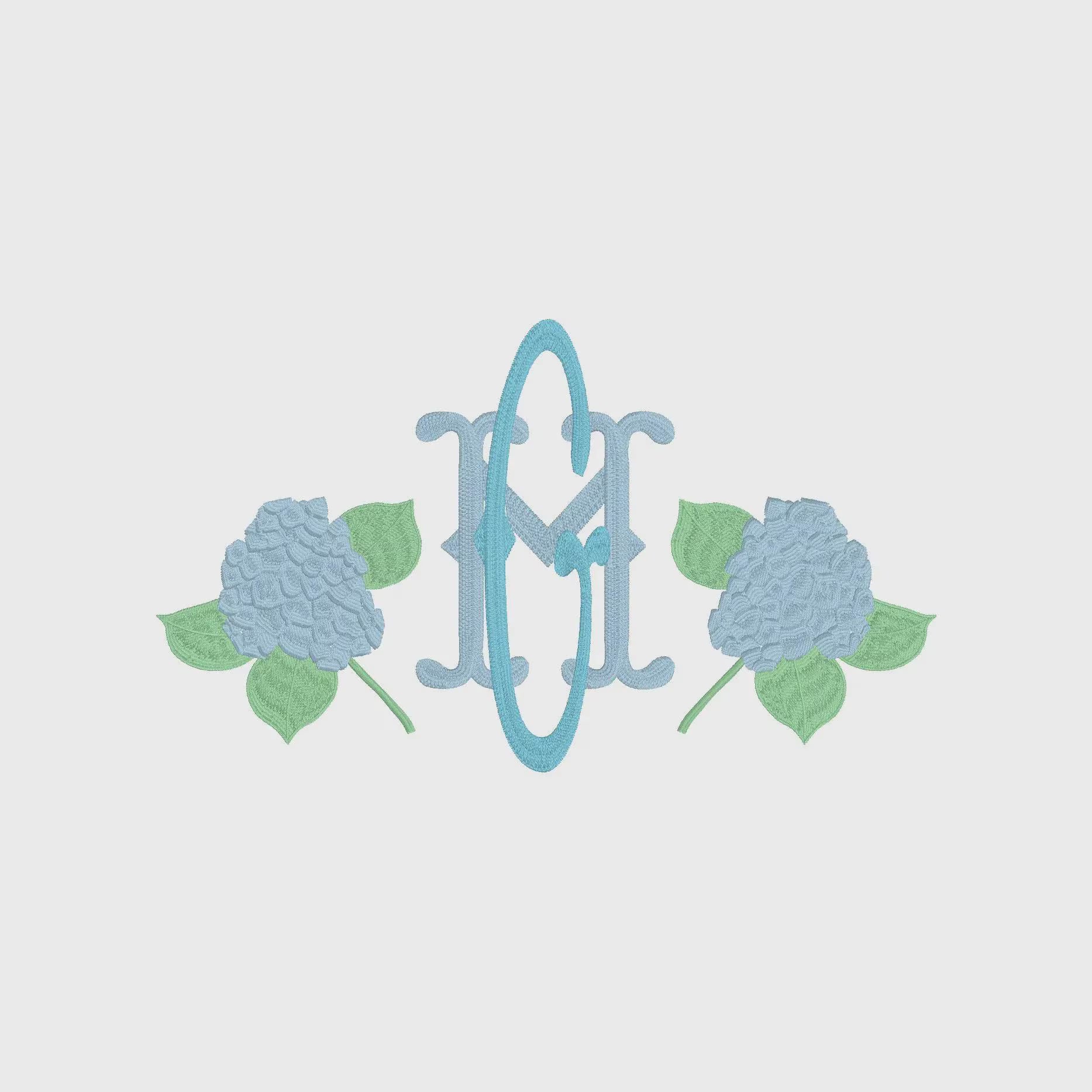Hydrangea Monogram Embroidery Frame: 9.5" and 4" (Digital Download, Multiple Formats)