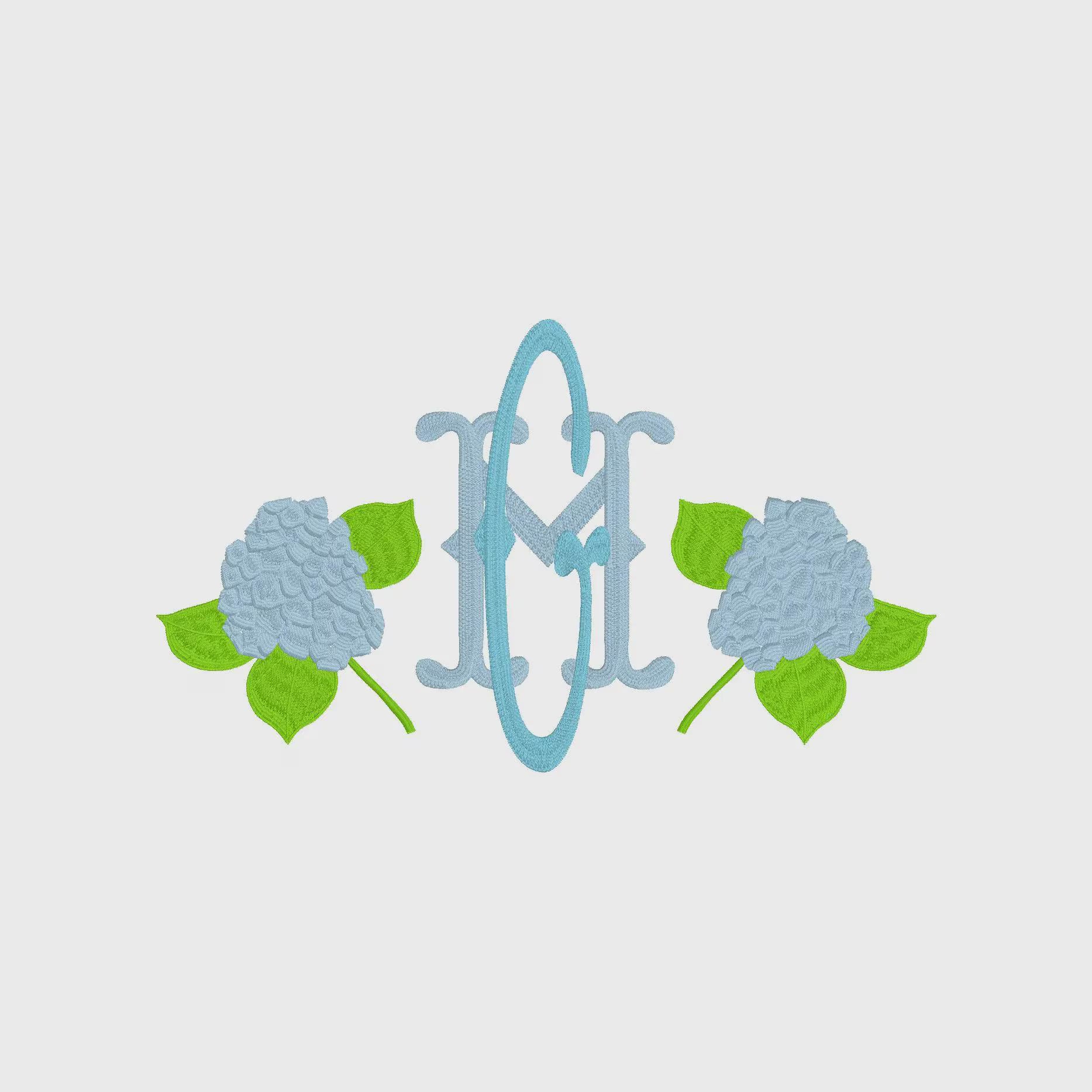 Hydrangea Monogram Embroidery Frame: 9.5" and 4" (Digital Download, Multiple Formats)